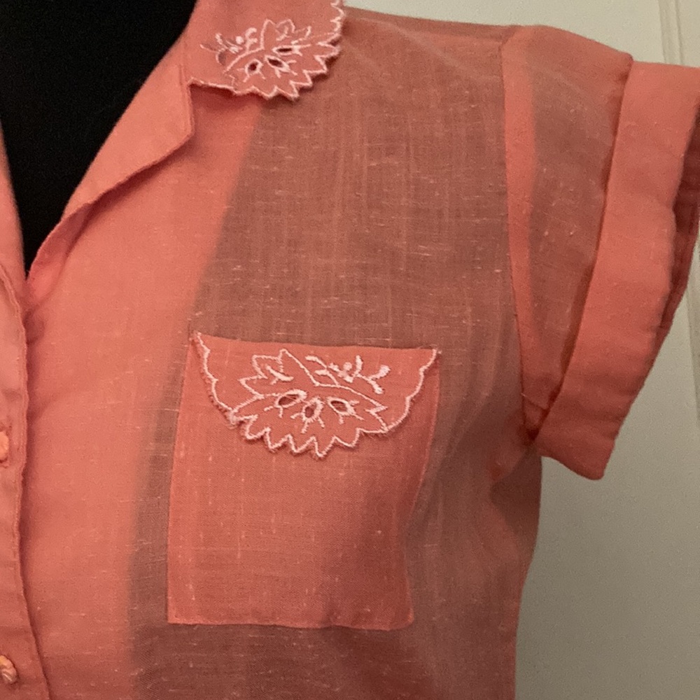 Handmade, authentic vintage salmon colored dress. Fits like a small/2 - Picture 5 of 6